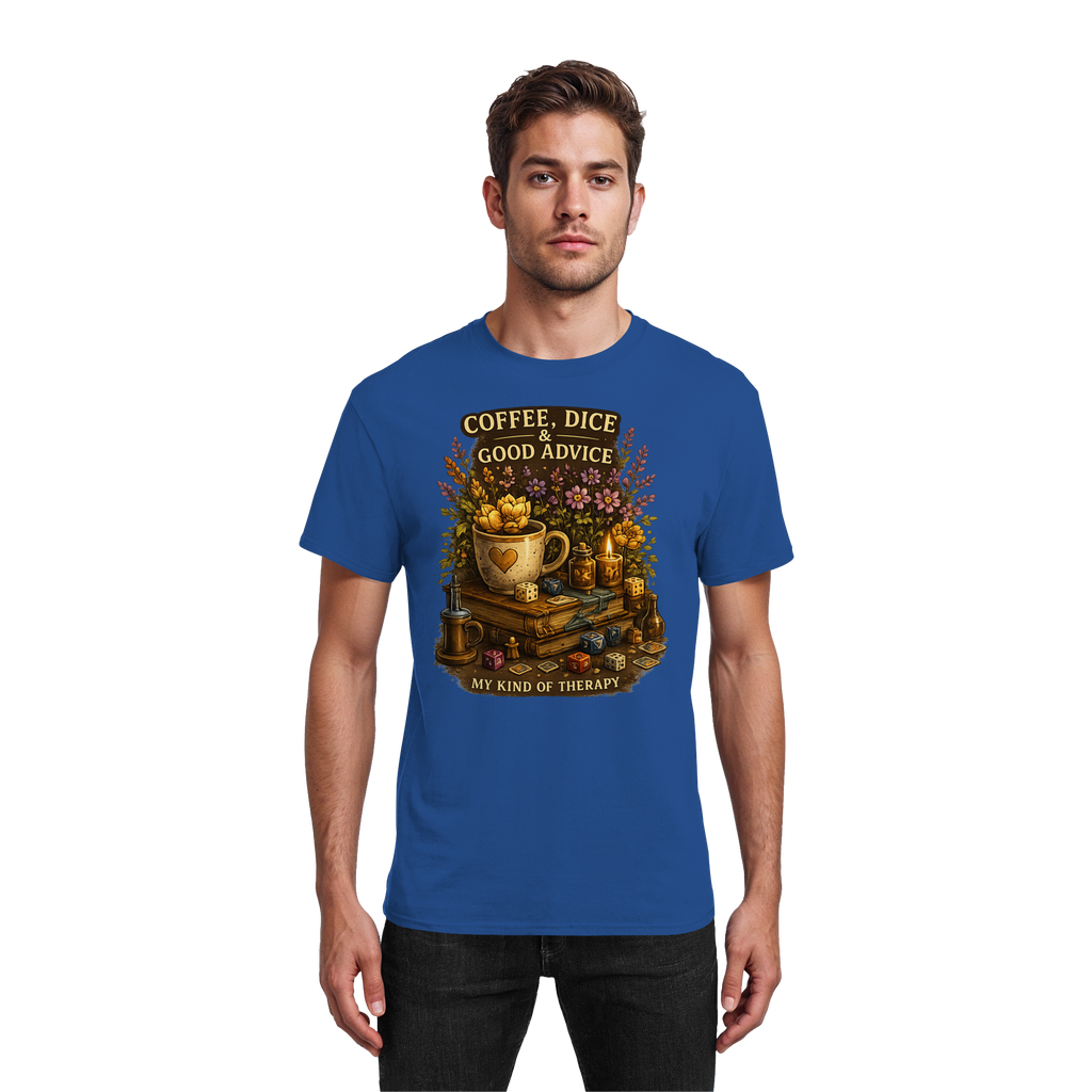 Coffee, Dice & Good Advice - Heavy Cotton T-Shirt