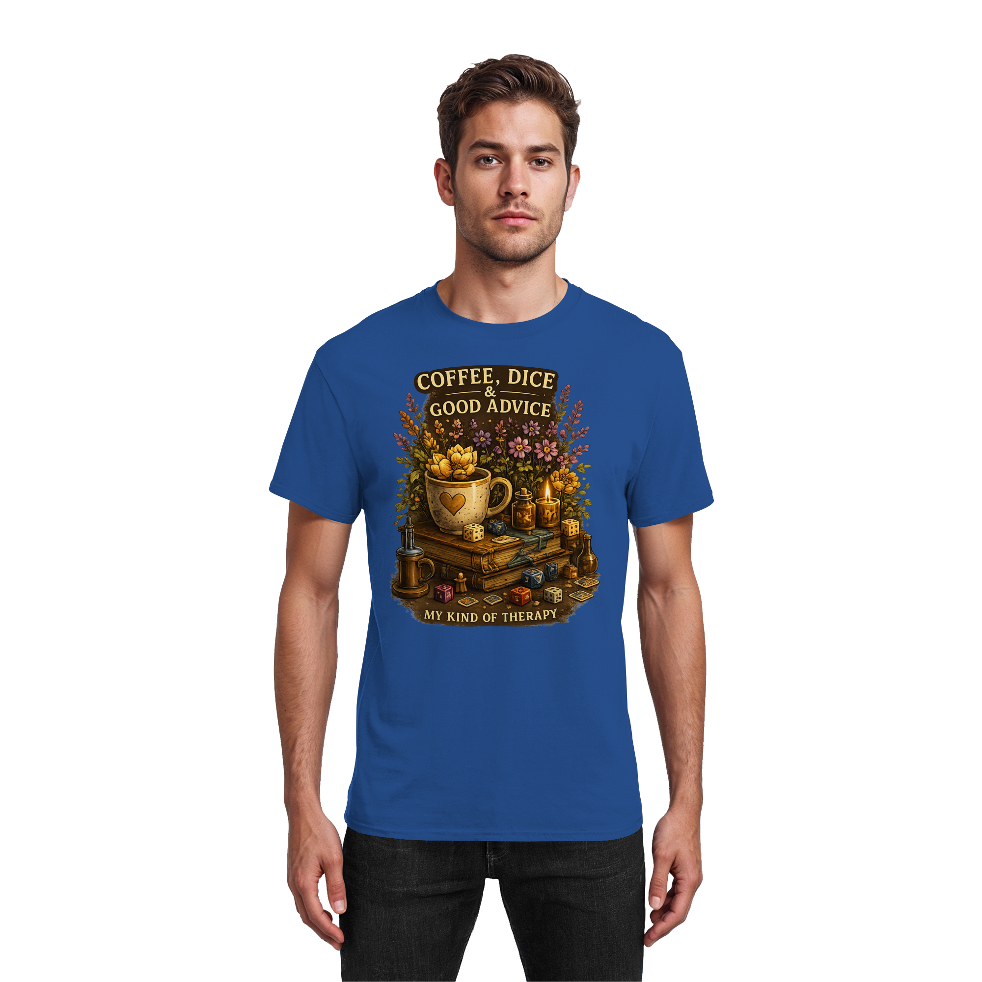 Coffee, Dice & Good Advice - Heavy Cotton T-Shirt