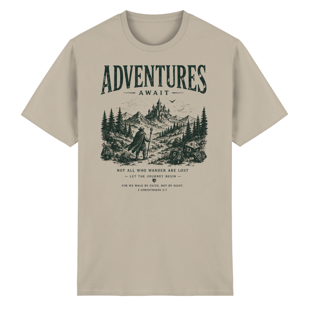 Adventures Await. - Heavy Cotton T-Shirt
