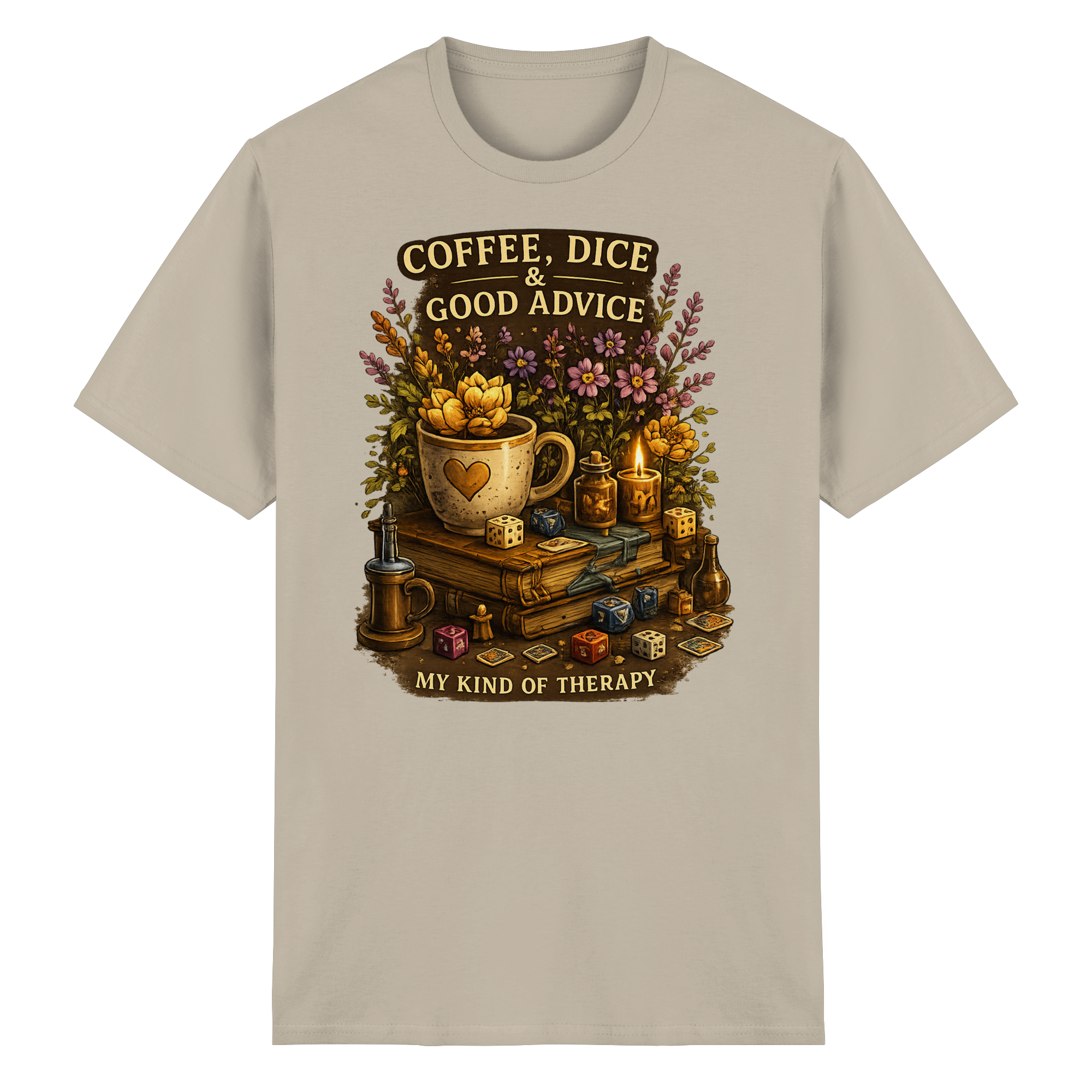 Coffee, Dice & Good Advice - Heavy Cotton T-Shirt