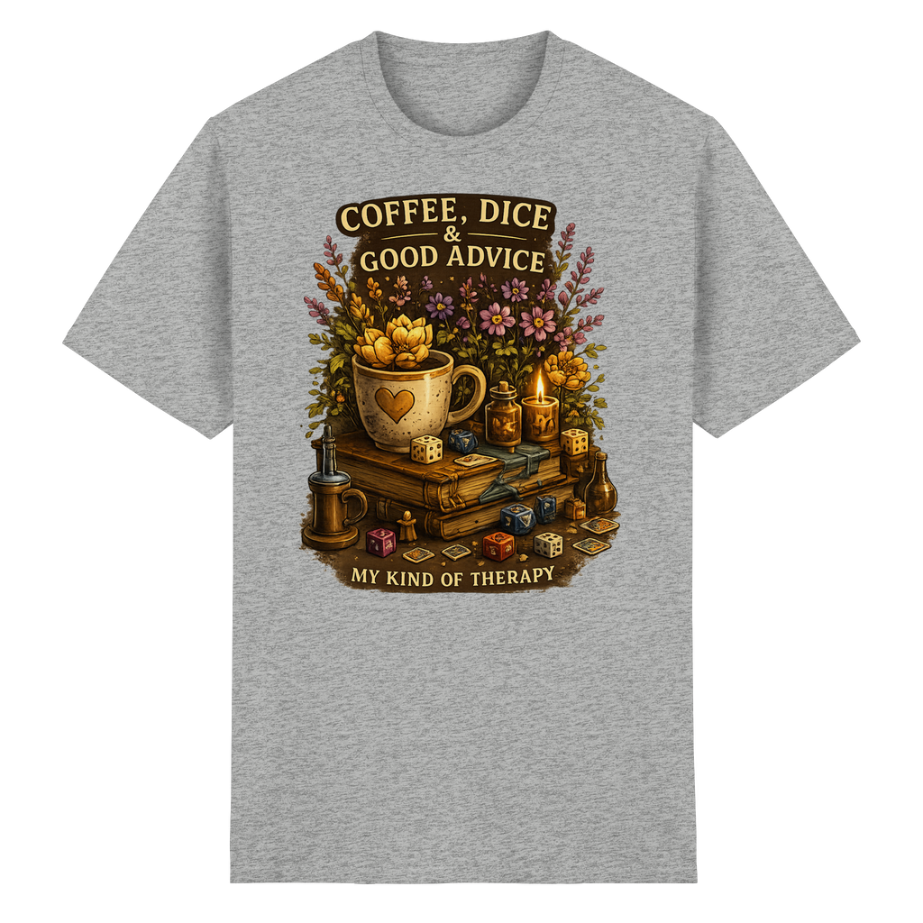 Coffee, Dice & Good Advice - Heavy Cotton T-Shirt