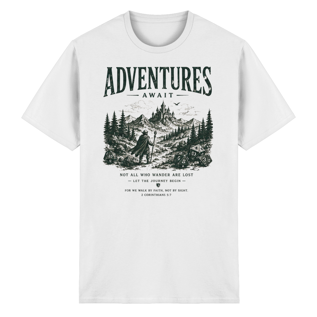 Adventures Await. - Heavy Cotton T-Shirt