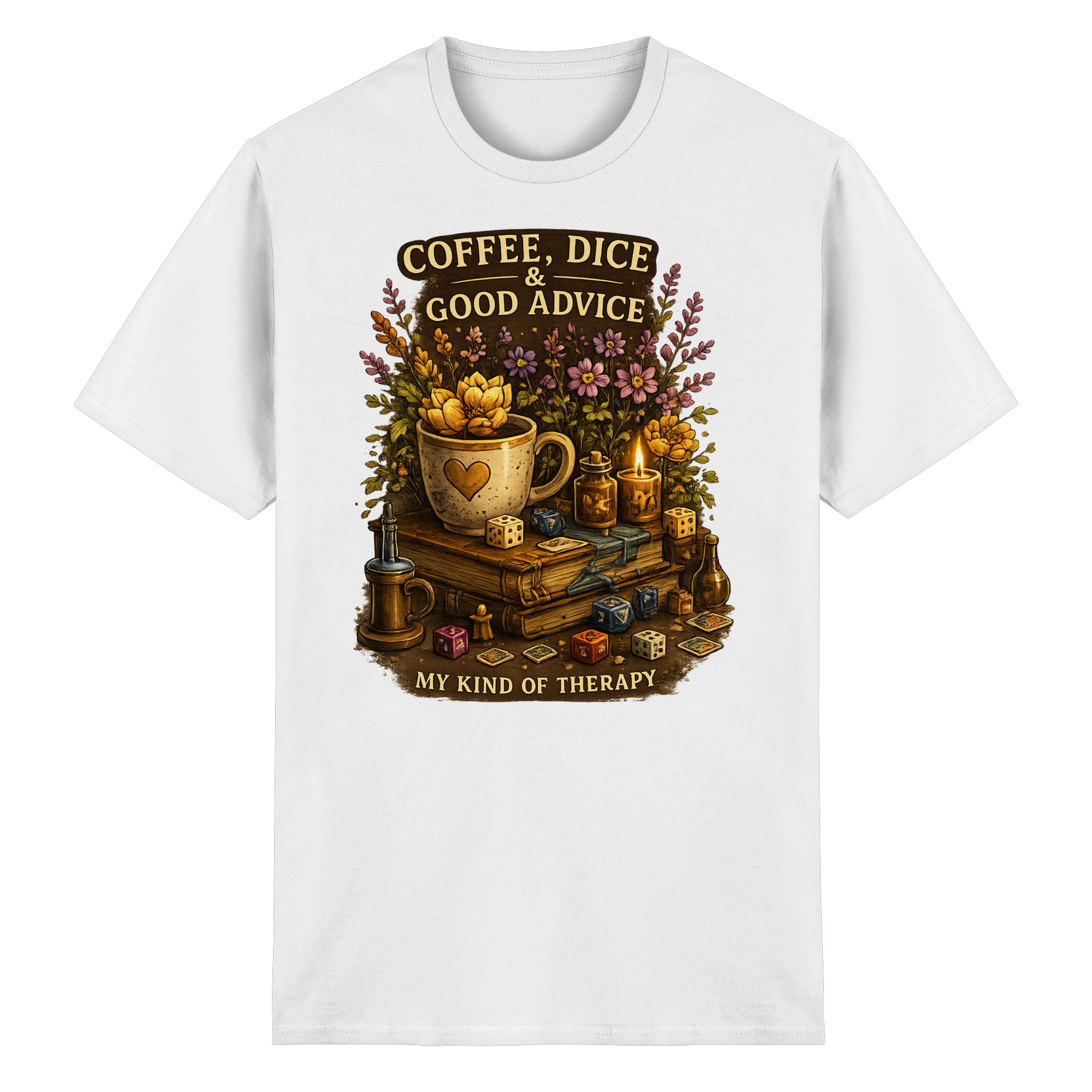 Coffee, Dice & Good Advice - Heavy Cotton T-Shirt