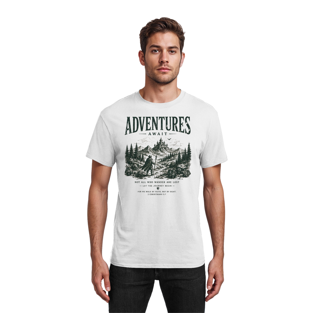 Adventures Await. - Heavy Cotton T-Shirt