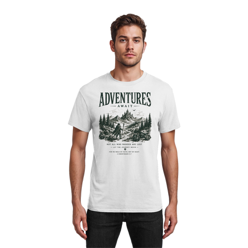 Adventures Await. - Heavy Cotton T-Shirt